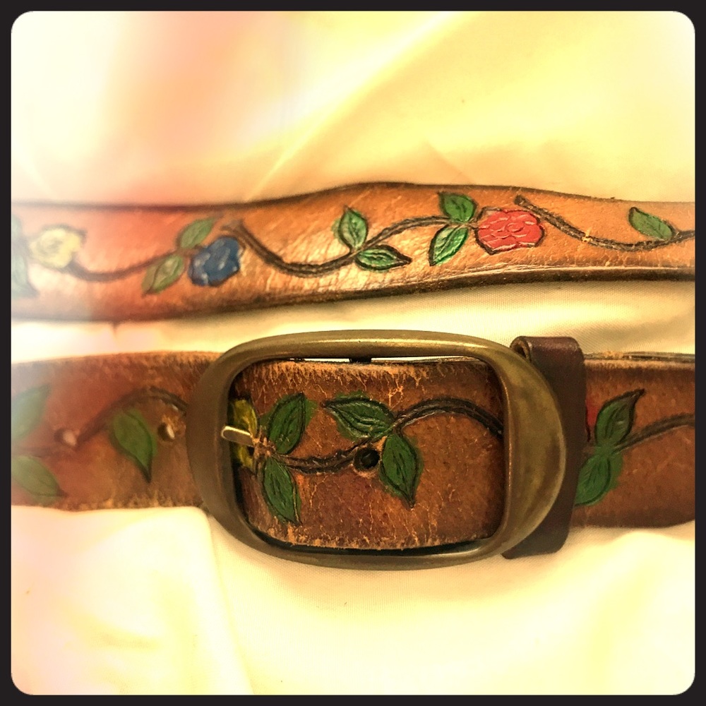 COPY - Leather belt. Hand-Painted with flowers $1…